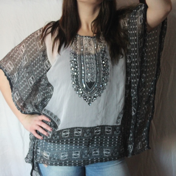 Aqua Blue Tops - Bollywood Sequin top